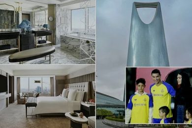 Inside Cristiano Ronaldo's first Saudi home! £175m-a-year star is staying in a lavish suite at Riyadh's Four Seasons hotel and will rack up a £250,000 bill in a MONTH... with his entourage taking up 17 ROOMS!